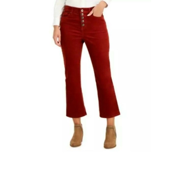 Style & Co  Pants Plus Size Button Down Corduroy  Dark Auburn - Picture 1 of 12